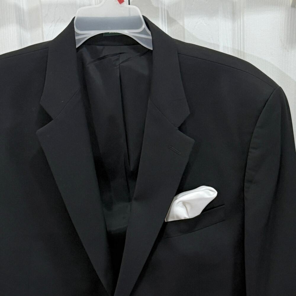 Vtg 90s Lauren Ralph Lauren 46R wool two-button suit jacket blazer charcoal. - Picture 2 of 9